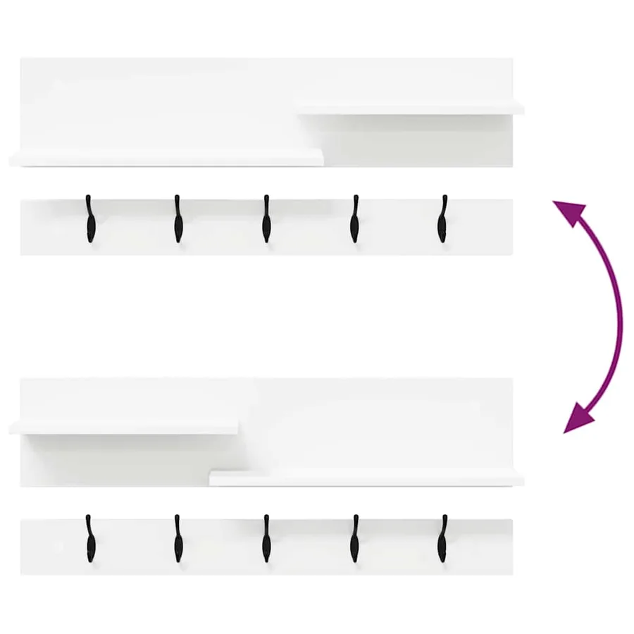 Porte-manteau mural Blanc 90 x 15 x 36 cm Bois d'ingénierie - 9