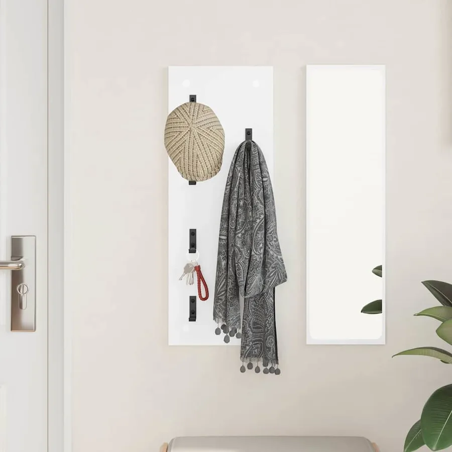Porte-manteau mural Blanc 30 x 1,5 x 80 cm Bois d'ingénierie - 4