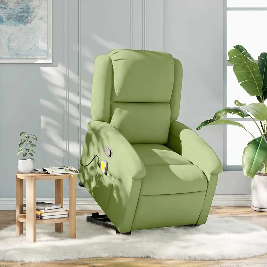 Fauteuil de massage inclinable Vert clair Velours - 15