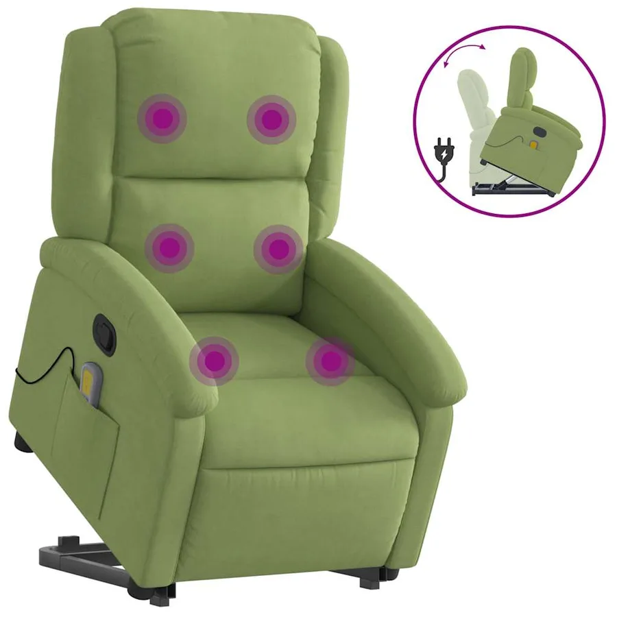 Fauteuil de massage inclinable Vert clair Velours - 2