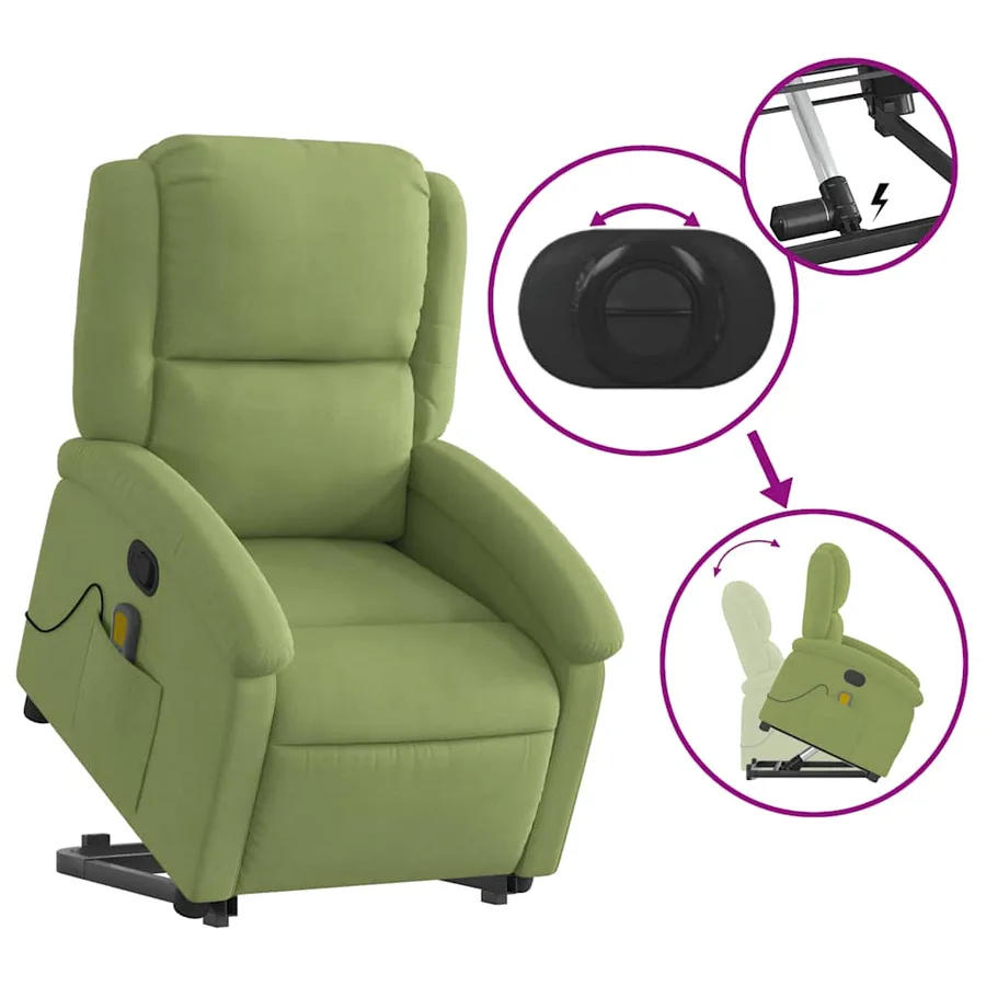 Fauteuil de massage inclinable Vert clair Velours - 7
