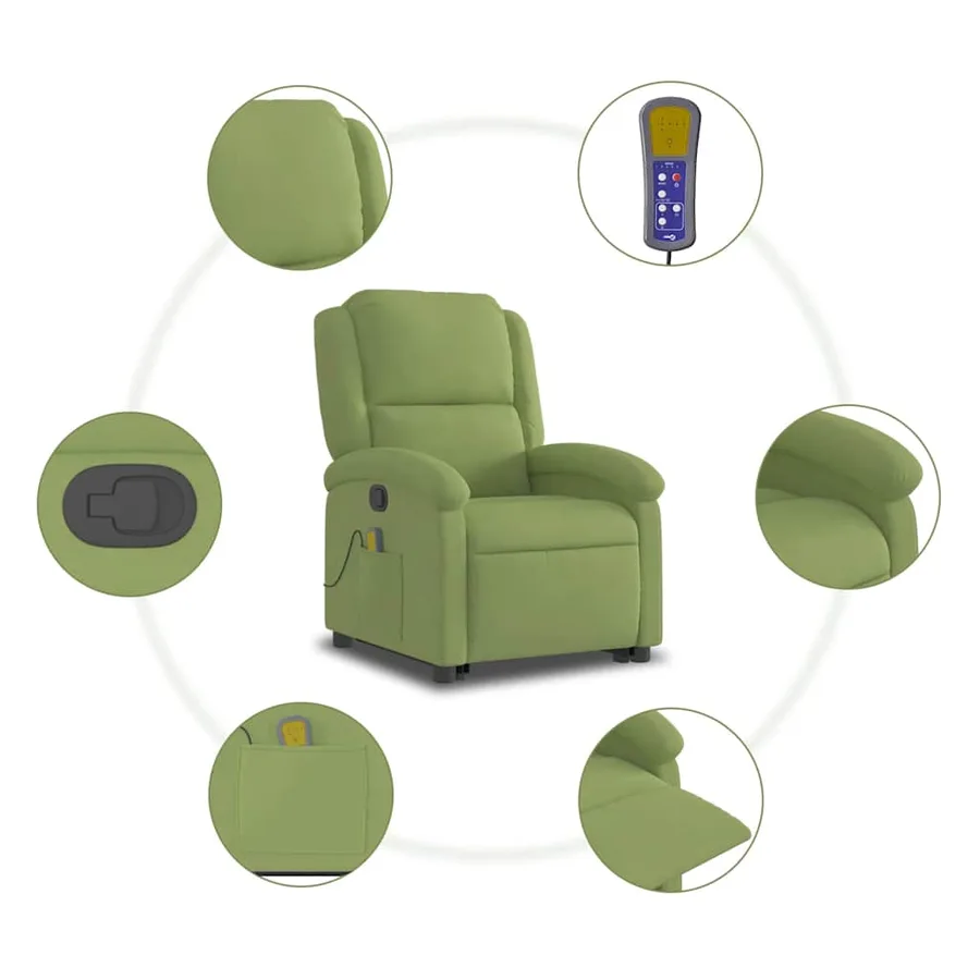 Fauteuil de massage inclinable Vert clair Velours - 9