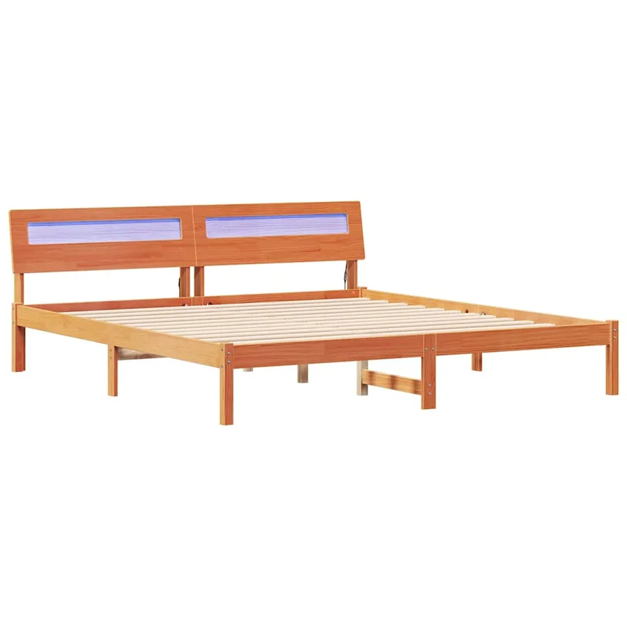 Cadre de lit avec tête de lit Marron 200 x 200 cm Pin massif - 2