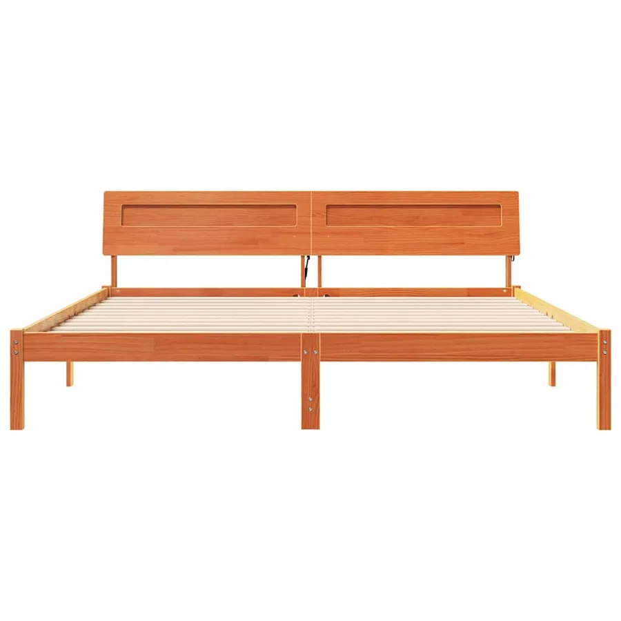 Cadre de lit avec tête de lit Marron 200 x 200 cm Pin massif - 5