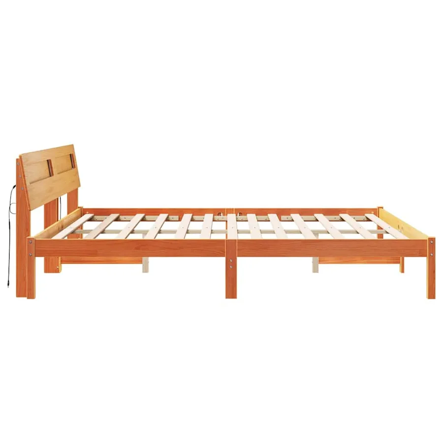Cadre de lit avec tête de lit Marron 200 x 200 cm Pin massif - 6