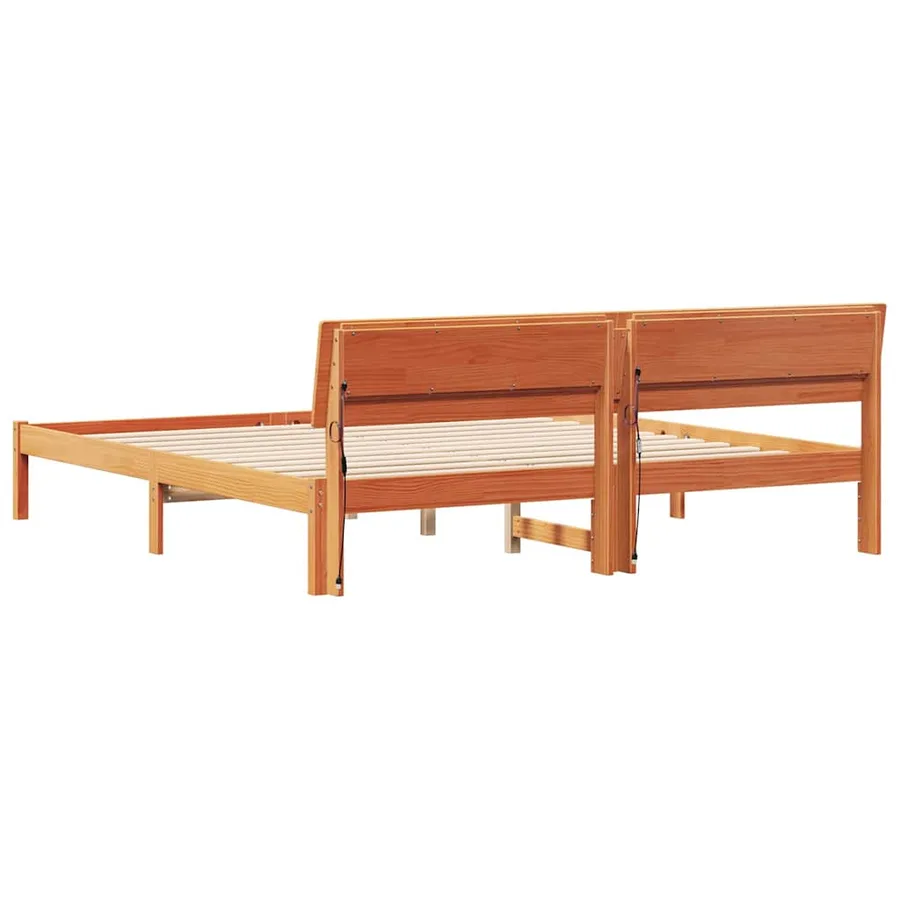 Cadre de lit avec tête de lit Marron 200 x 200 cm Pin massif - 7