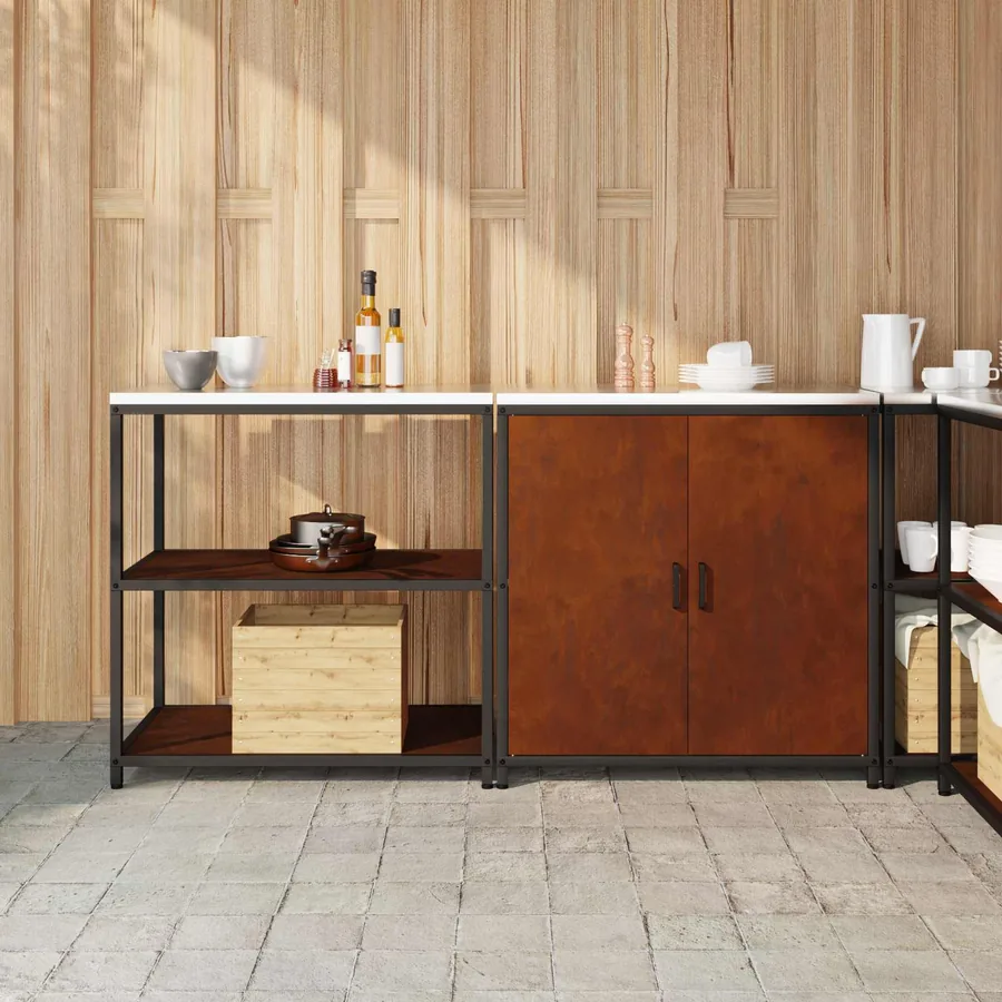 Ensemble de rangement cuisine HATTEM 2 pcs Rouillé Acier
