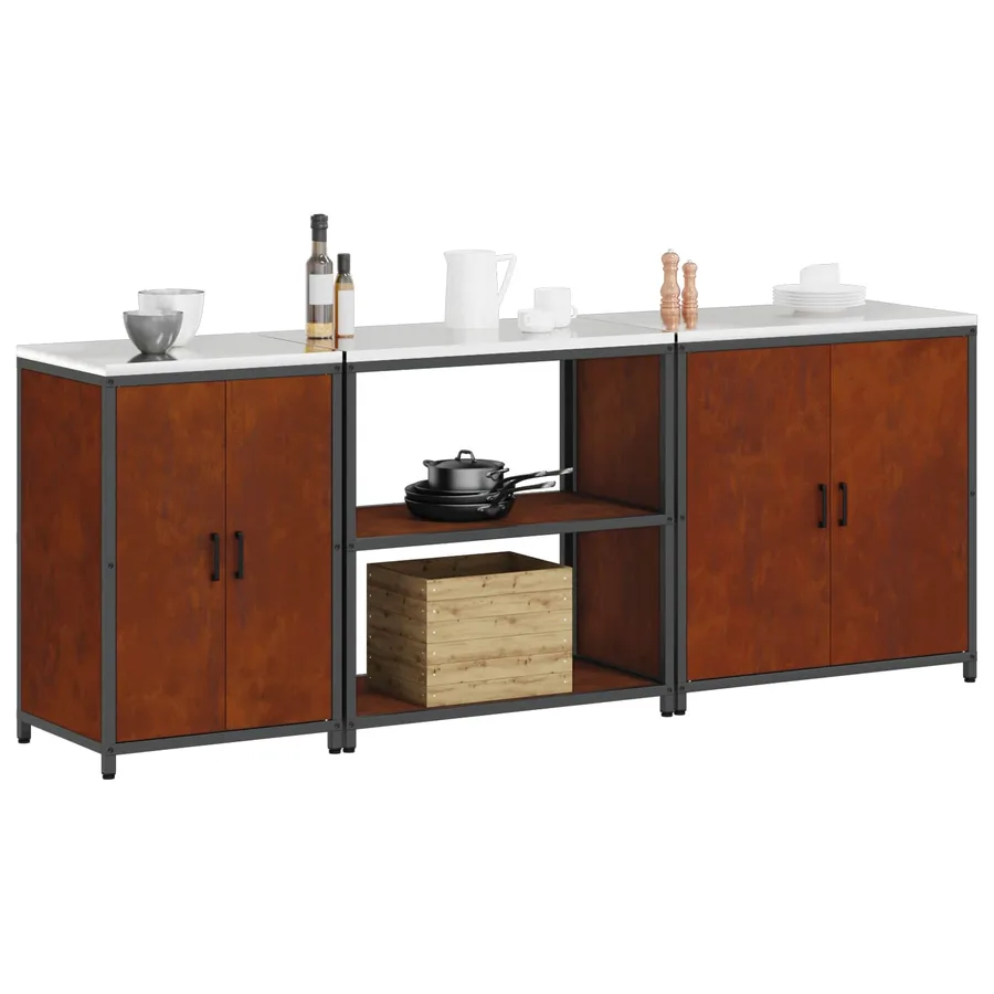 Ensemble de rangement cuisine HATTEM 3 pcs Rouillé Acier - 3