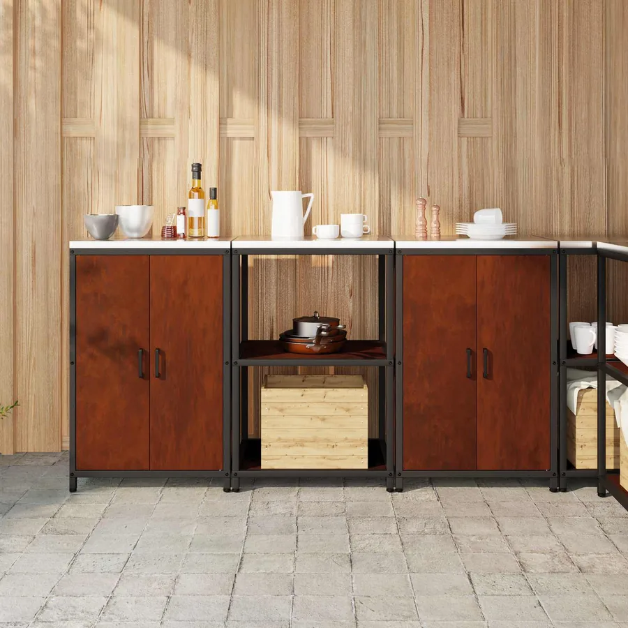 Ensemble de rangement cuisine HATTEM 3 pcs Rouillé Acier