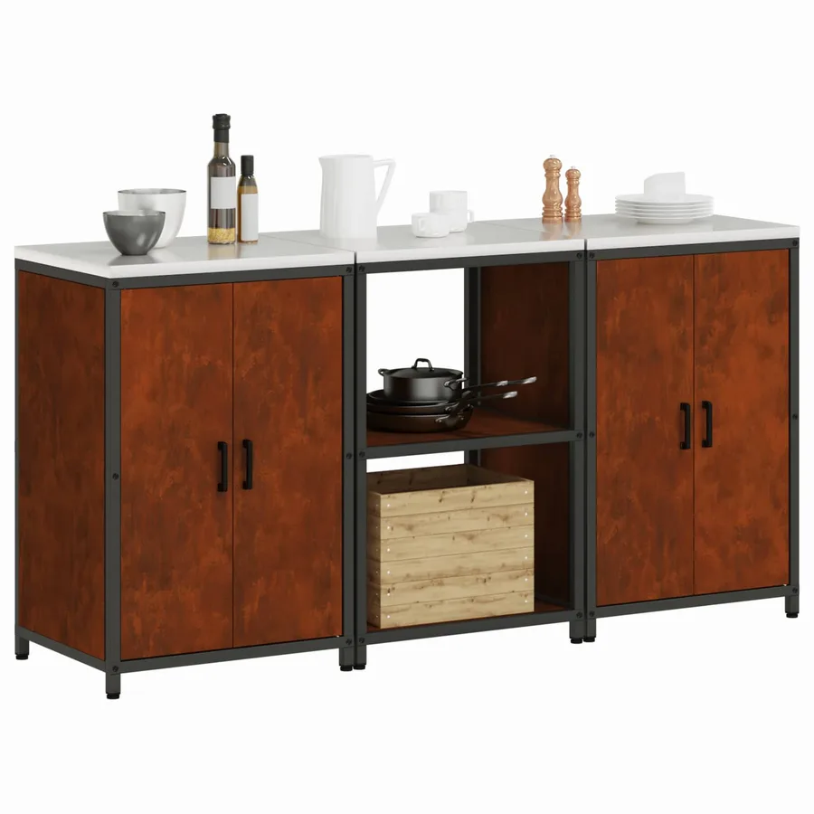 Ensemble de rangement cuisine HATTEM 3 pcs Rouillé Acier - 3