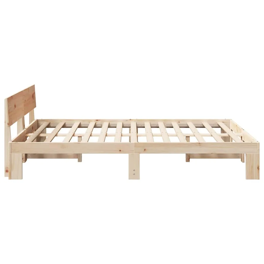 Cadre de lit avec tête de lit Naturel 150 x 200 cm Pin massif - 6