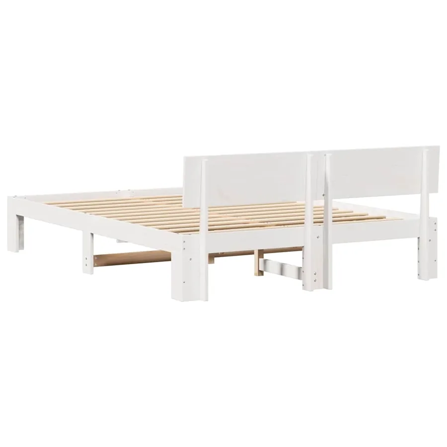 Cadre de lit avec tête de lit Blanc 160 x 200 cm Pin massif - 7