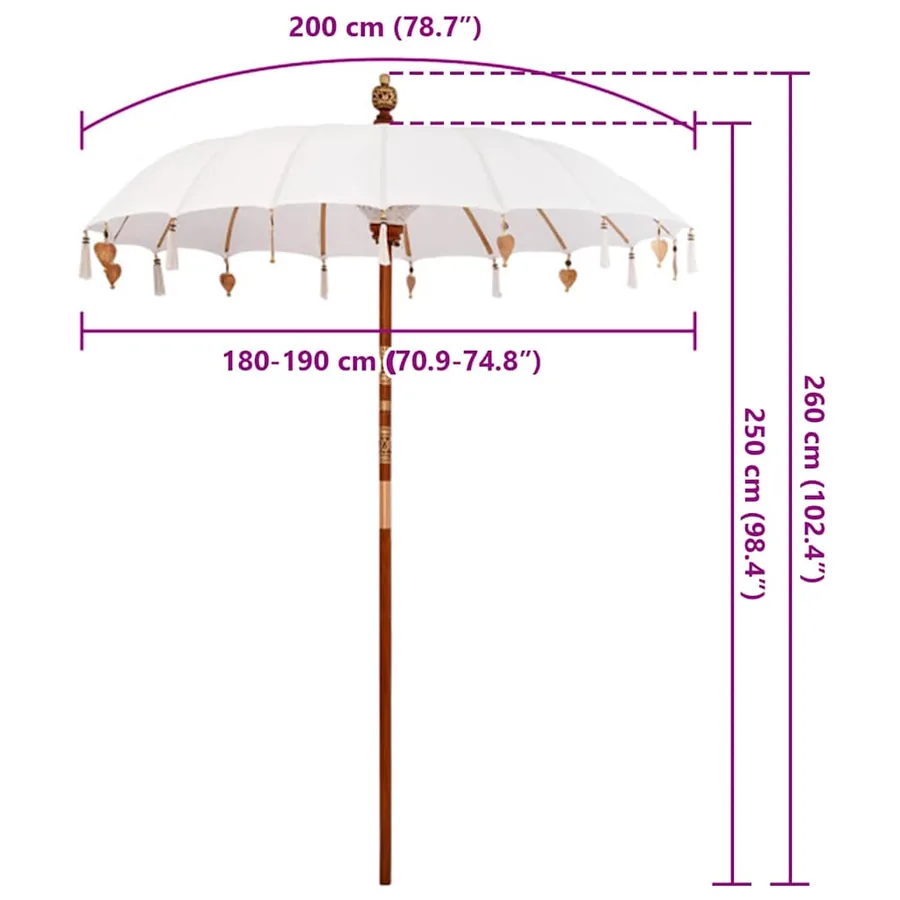 Parasol balinais Crème 190 x 190 x 260 cm - 8