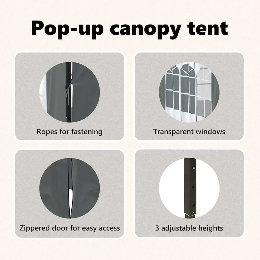 Tente de réception pliable avec parois Anthracite 3x3 m - 13