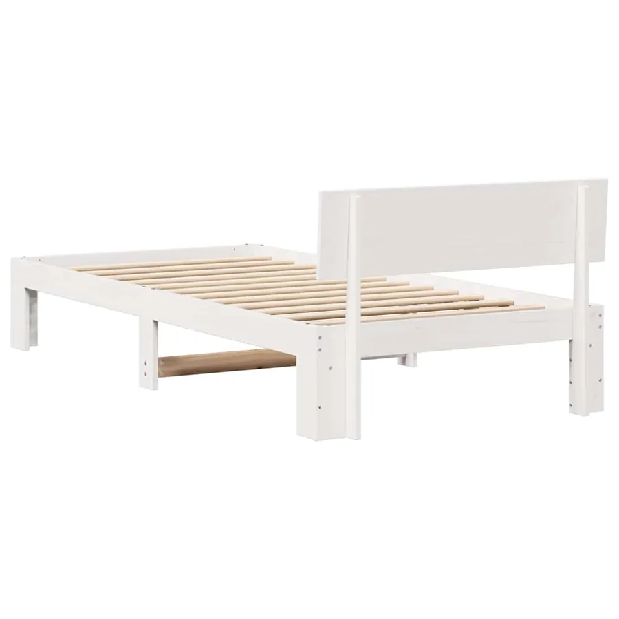 Cadre de lit avec tête de lit Blanc 100 x 200 cm Pin massif - 7