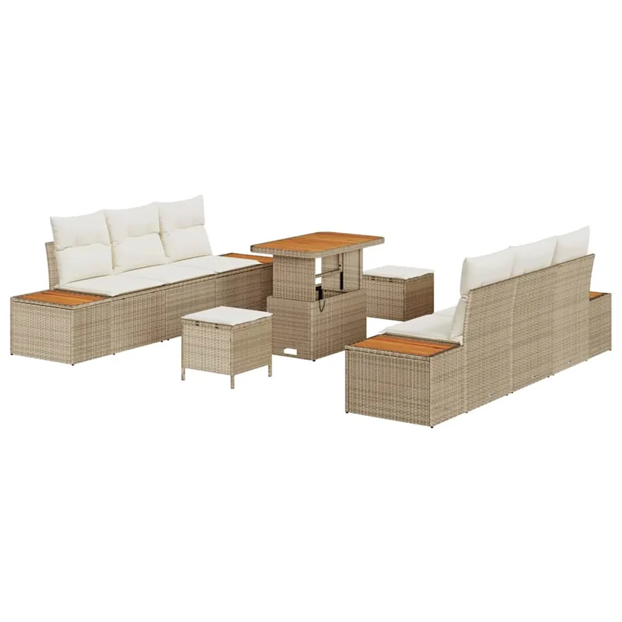 Ensemble de canapé de jardin 9 pcs Beige Poly rotin - 2