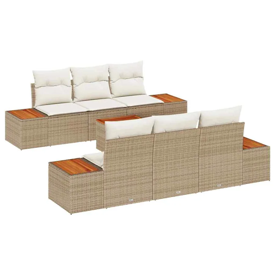 Ensemble de canapé de jardin 7 pcs Beige Poly rotin - 2