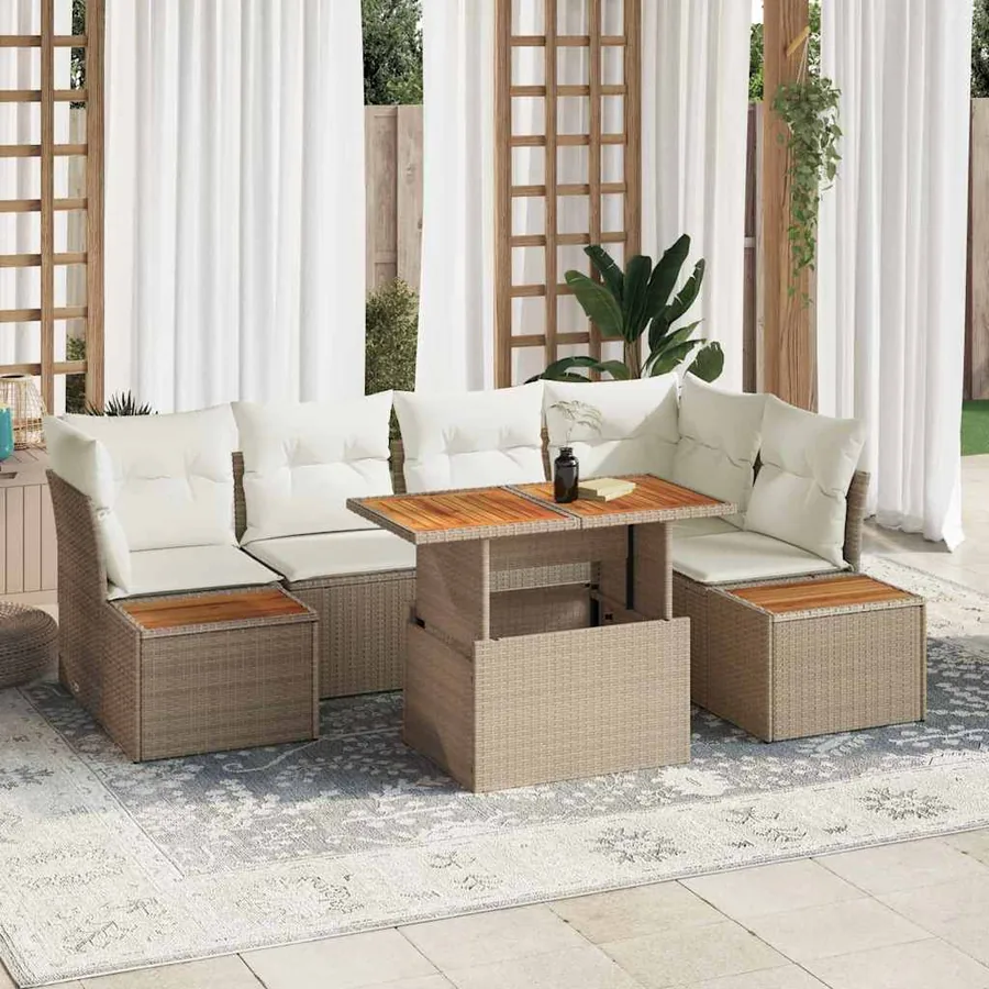 Ensemble de canapé de jardin 10 pcs Beige Poly rotin
