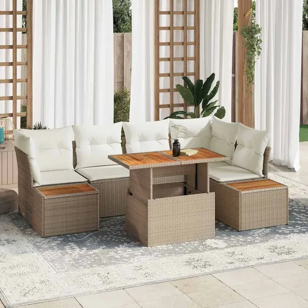 Ensemble de canapé de jardin 10 pcs Beige Poly rotin