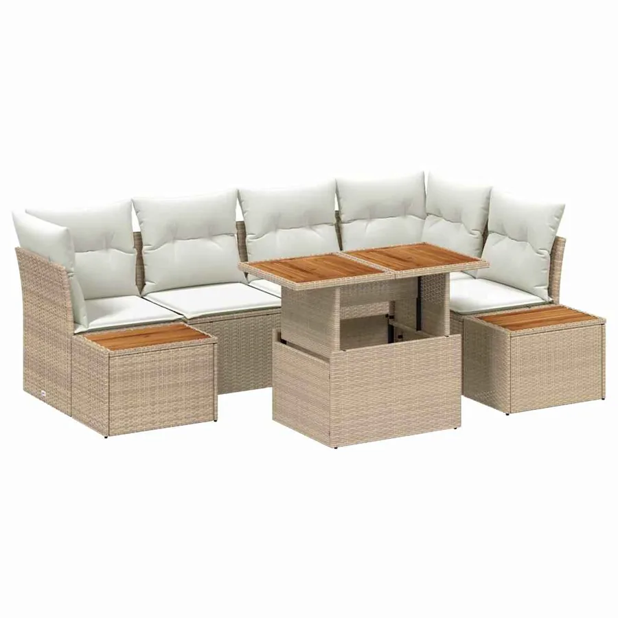 Ensemble de canapé de jardin 10 pcs Beige Poly rotin - 2