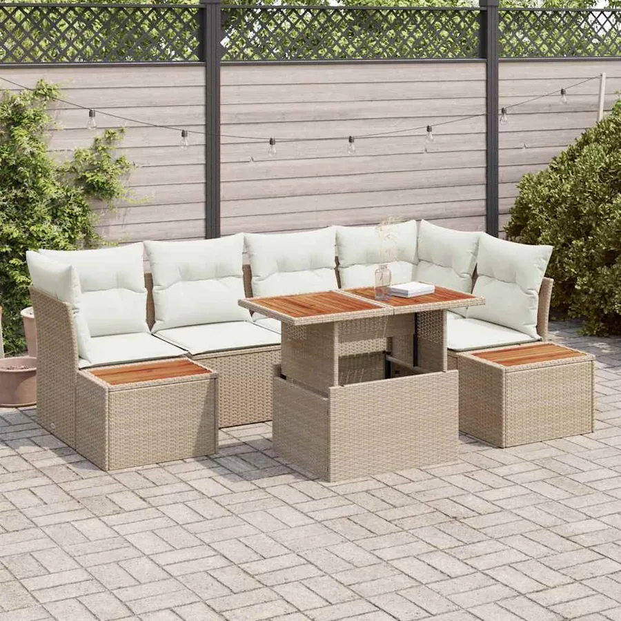 Ensemble de canapé de jardin 10 pcs Beige Poly rotin - 3