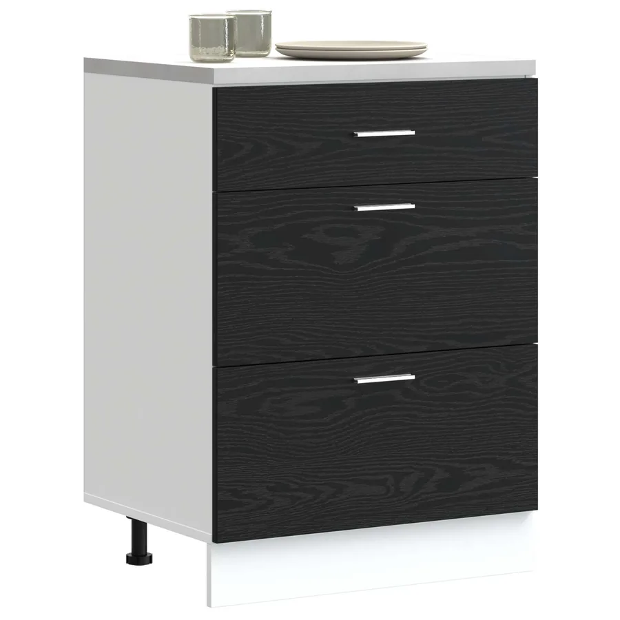 Meuble de cuisine bas avec tiroir Chêne noir 60 x 46 x 81,5 cm - 3