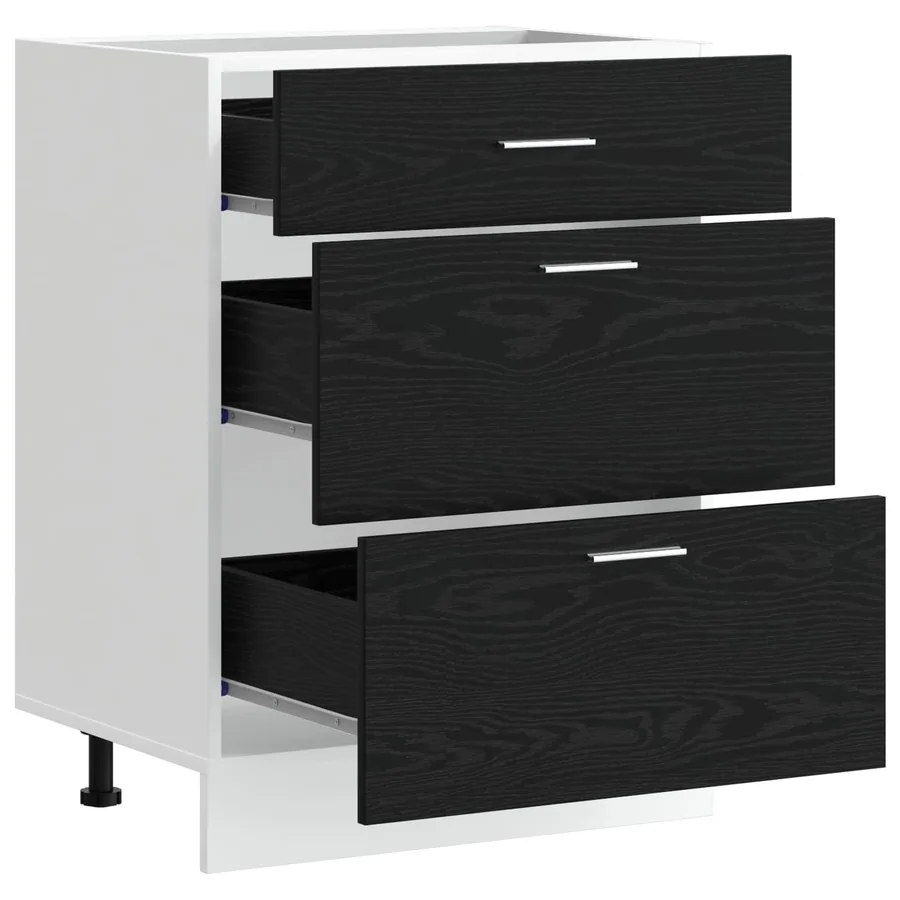 Meuble de cuisine bas avec tiroir Chêne noir 60 x 46 x 81,5 cm - 4