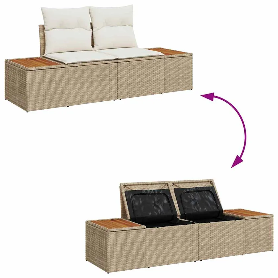 Ensemble de canapé de jardin 8 pcs Beige Poly rotin - 12