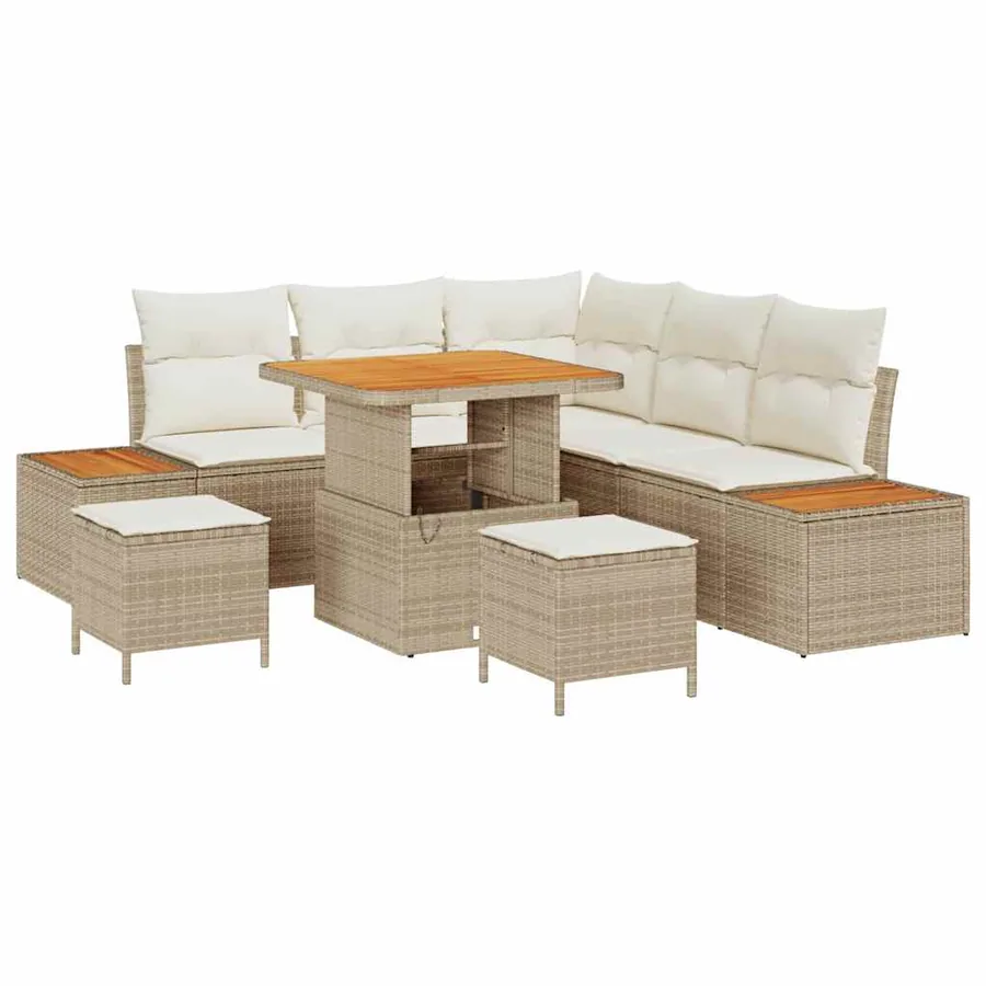 Ensemble de canapé de jardin 8 pcs Beige Poly rotin - 2