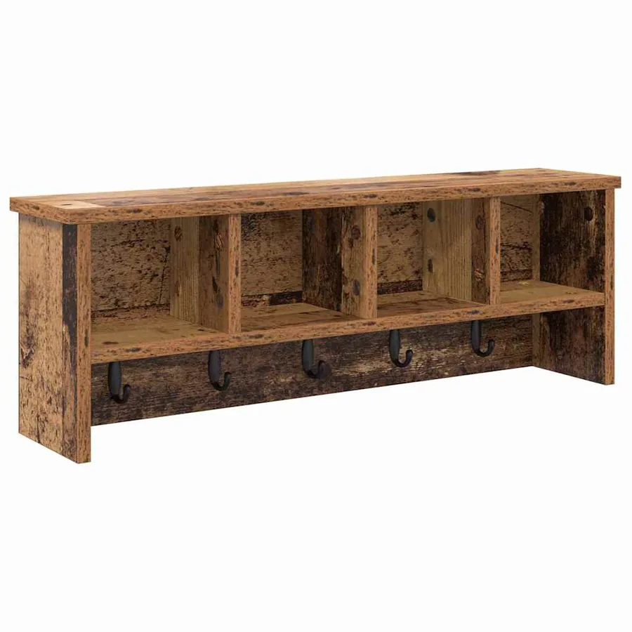 Porte-manteau mural avec étagère Bois ancien 75 x 16 x 26 cm - 2
