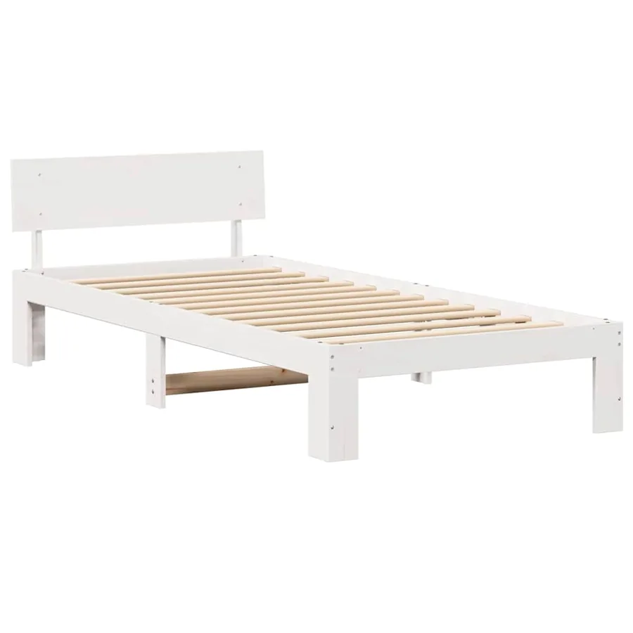 Cadre de lit avec tête de lit Blanc 80 x 200 cm Pin massif - 4