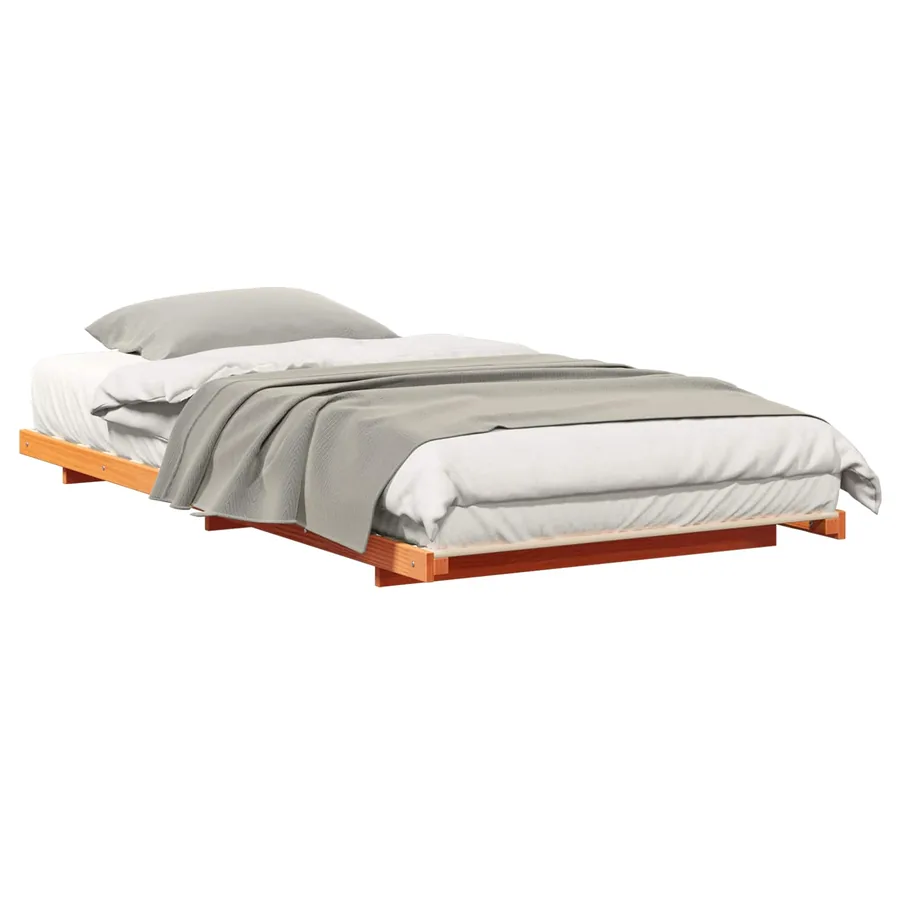 Cadre de lit Brun cire 90 x 210 cm Pin massif - 2