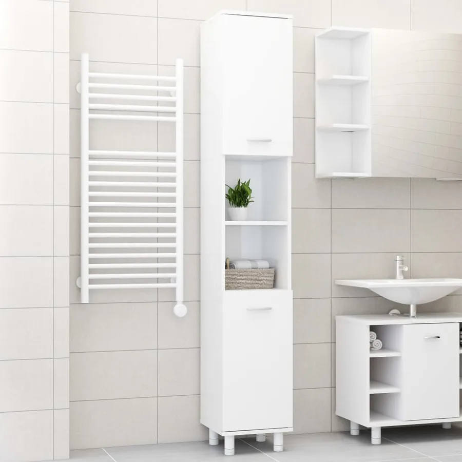 Armoire de salle de bain Blanc brillant Bois d'ingénierie