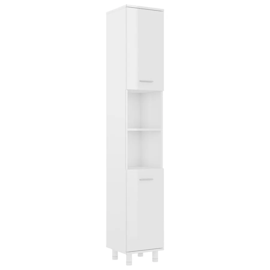 Armoire de salle de bain Blanc brillant Bois d'ingénierie - 2