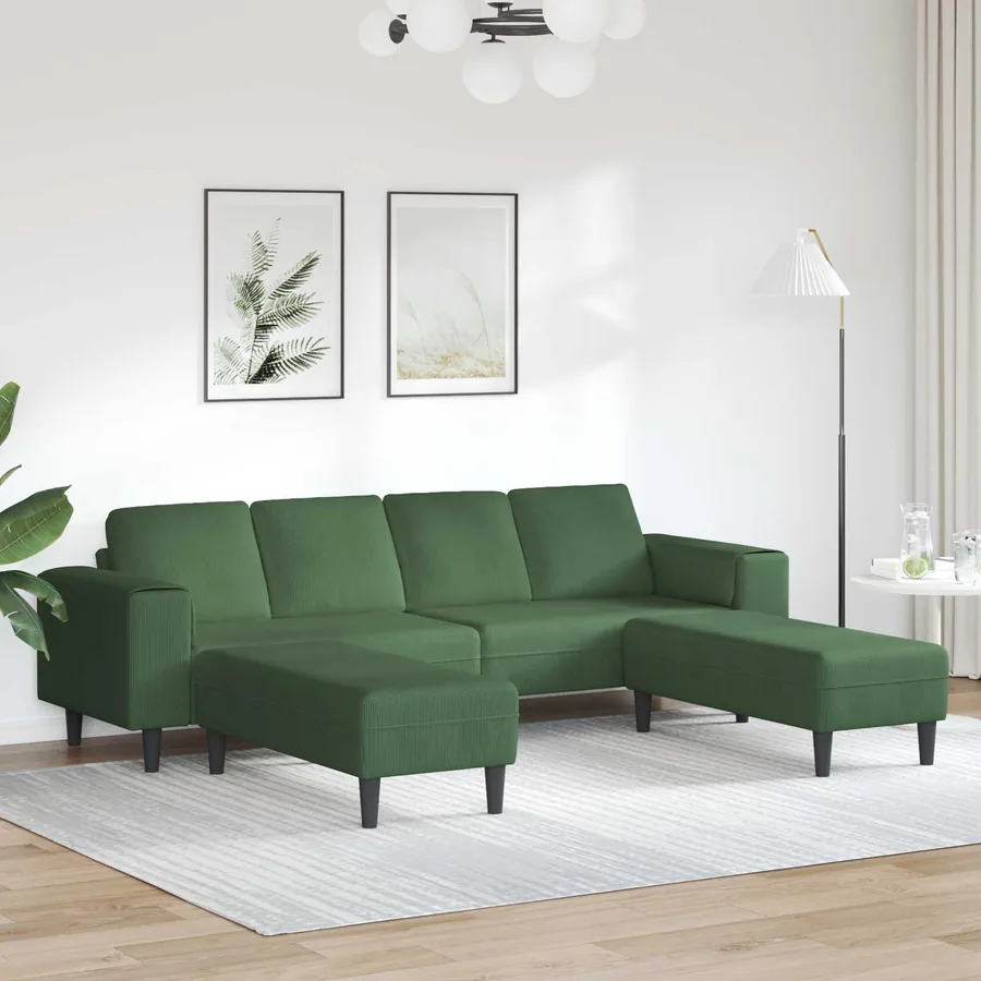 Canapé Vert foncé 250 x 188 x 76 cm Tissu en velours côtelé