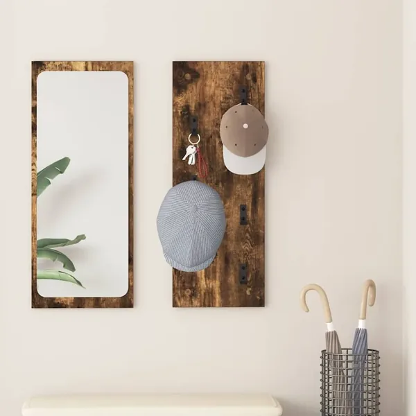 Porte-manteau mural Montage mural Chêne fumé 30 x 1,5 x 80 cm