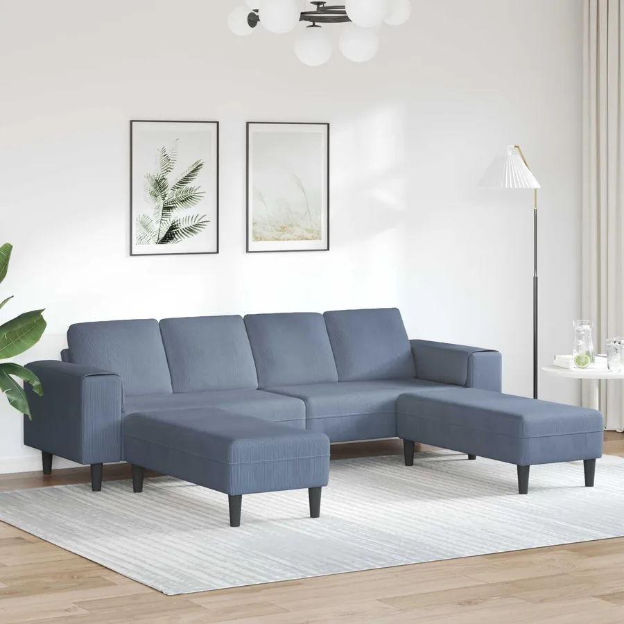 Canapé Bleu 250 x 188 x 76 cm Tissu en velours côtelé