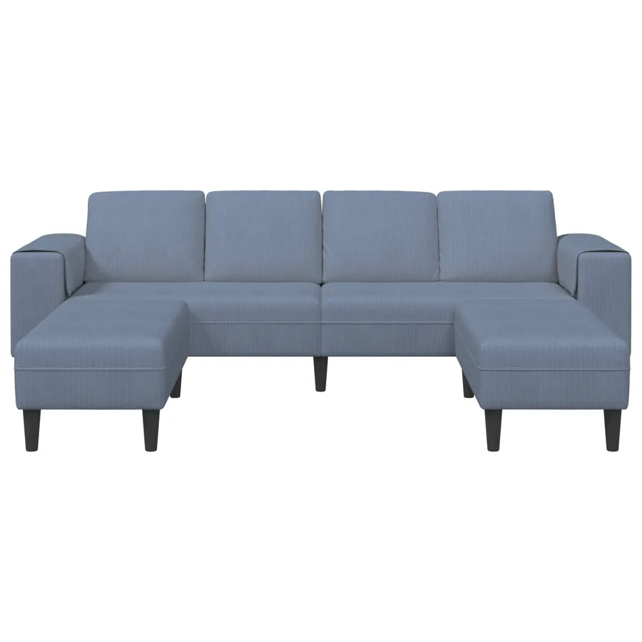 Canapé Bleu 250 x 188 x 76 cm Tissu en velours côtelé - 4