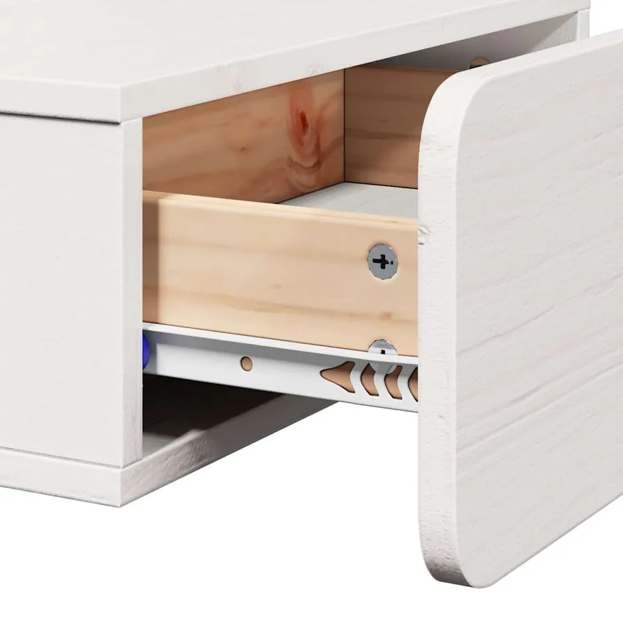 Table de chevet Blanc 44 x 32,5 x 40 cm Bois massif en pin - 8