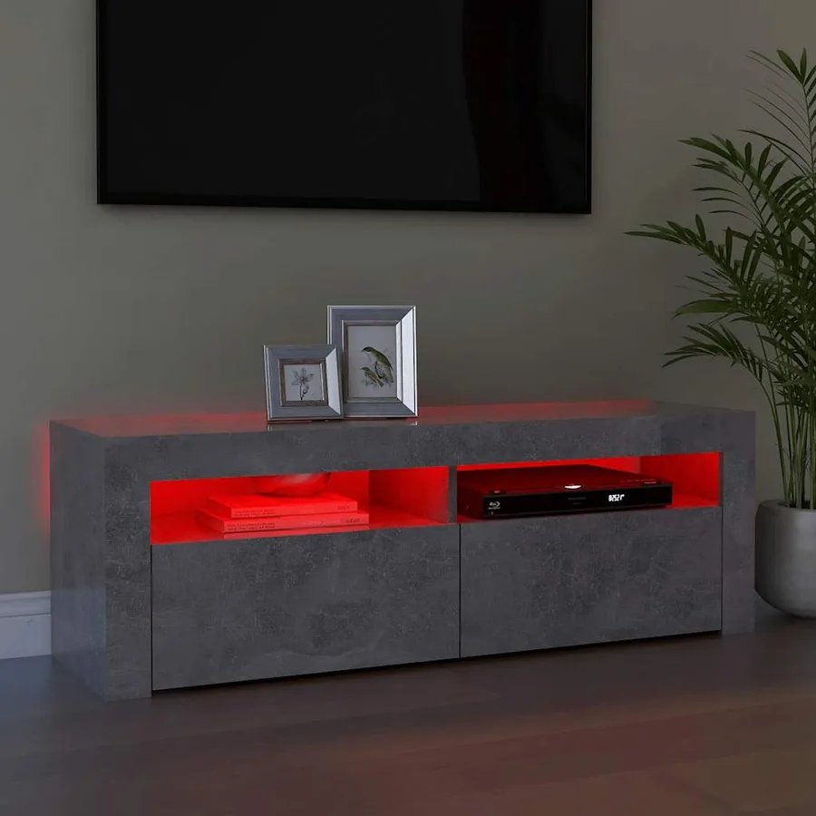 Meuble TV avec lumières LED gris béton 120x35x40 cm - 5