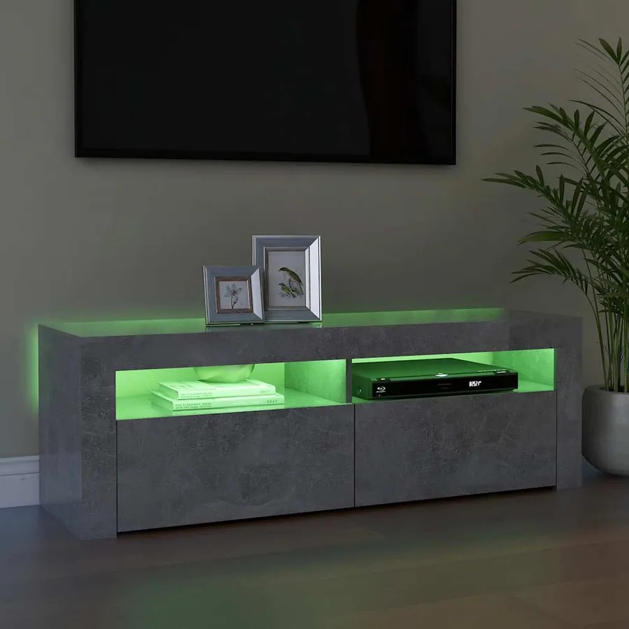 Meuble TV avec lumières LED gris béton 120x35x40 cm - 6