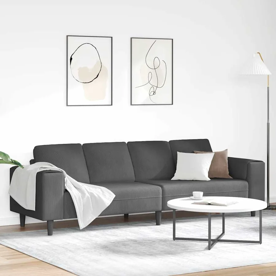 Canapé Gris foncé 250 x 77 x 76 cm Tissu en velours côtelé