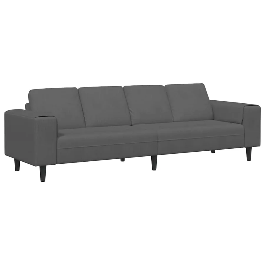 Canapé Gris foncé 250 x 77 x 76 cm Tissu en velours côtelé - 2