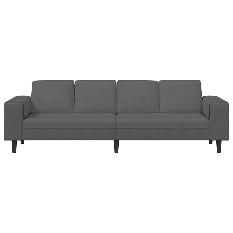 Canapé Gris foncé 250 x 77 x 76 cm Tissu en velours côtelé - 4