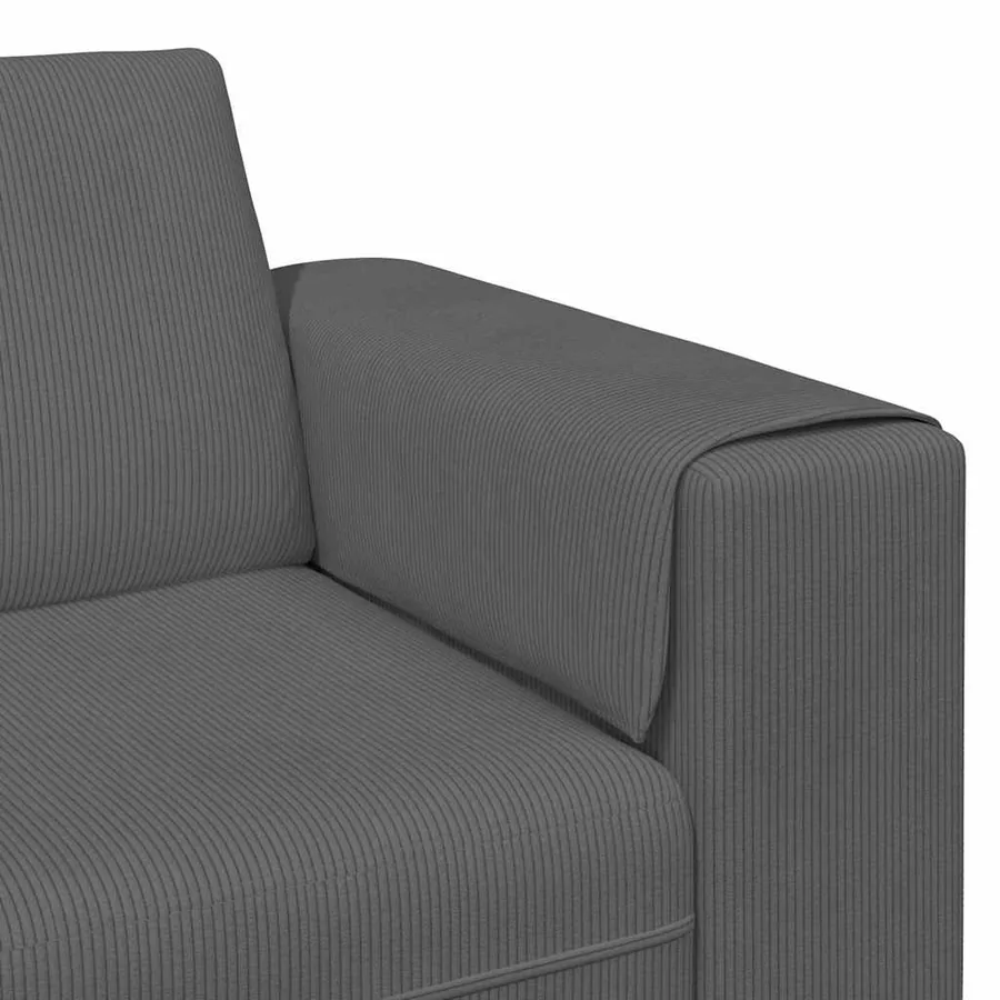 Canapé Gris foncé 250 x 77 x 76 cm Tissu en velours côtelé - 7