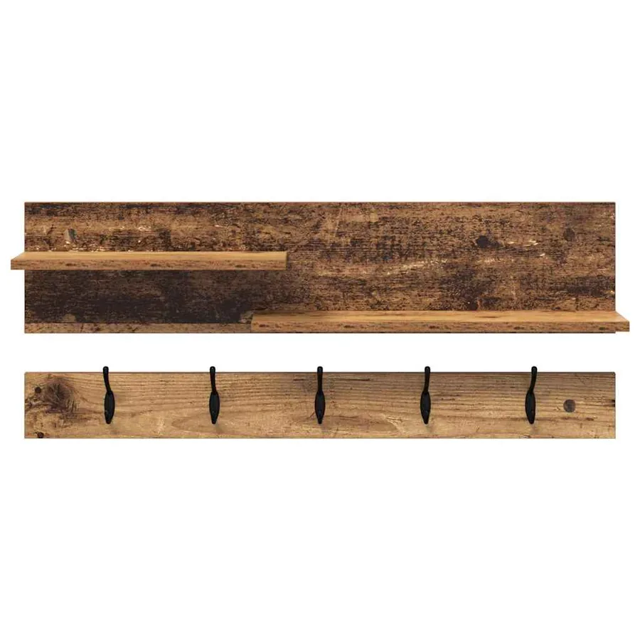 Porte-manteau mural avec étagère Bois ancien 90 x 15 x 36 cm - 5