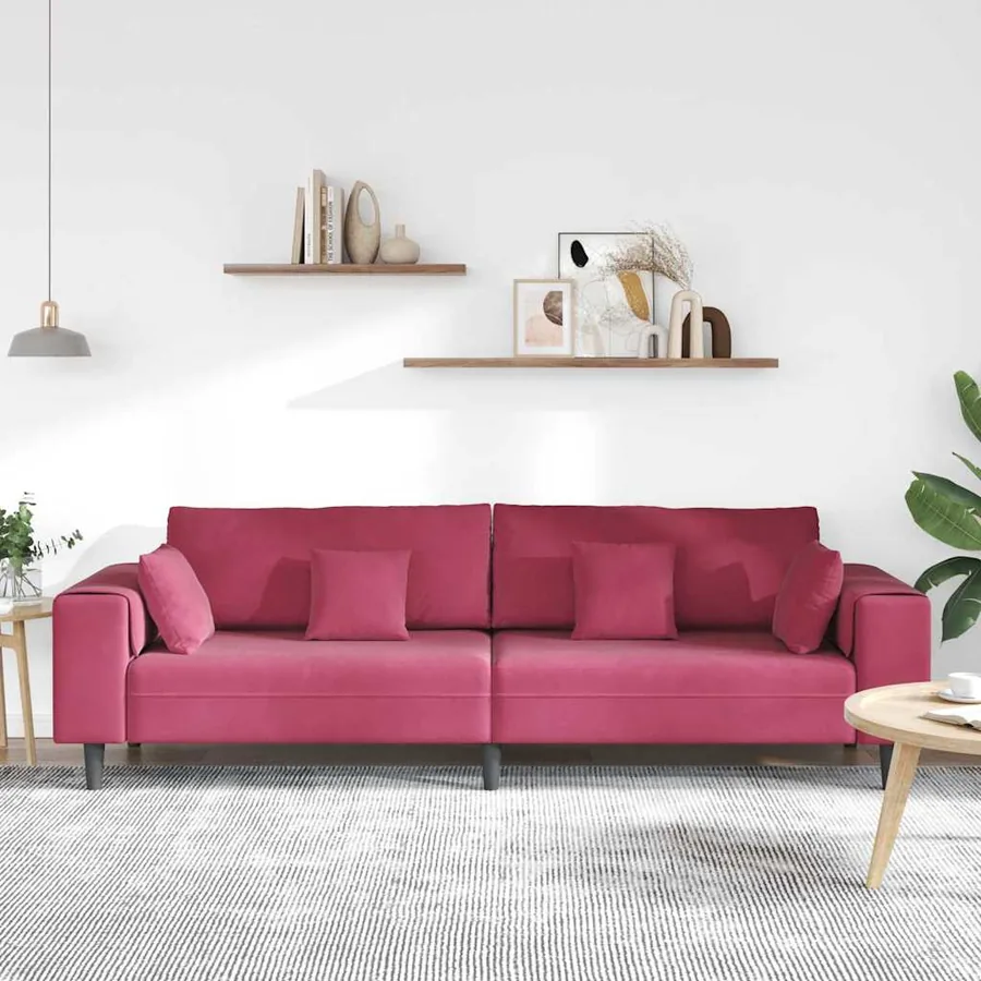 Canapé Bordeaux 250 x 77 x 76 cm Velours - 3