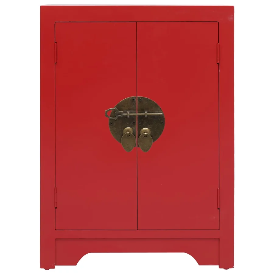 Table de chevet Rouge 38 x 28 x 52 cm Bois de Paulownia - 2