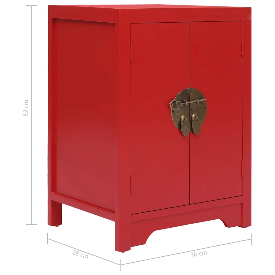 Table de chevet Rouge 38 x 28 x 52 cm Bois de Paulownia - 7