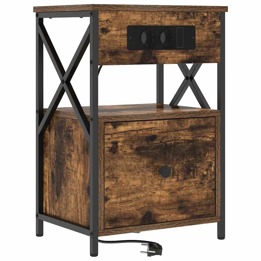 Cabinet de chevet Chêne fumé 40 x 31 x 60 cm Bois d'ingénierie - 2